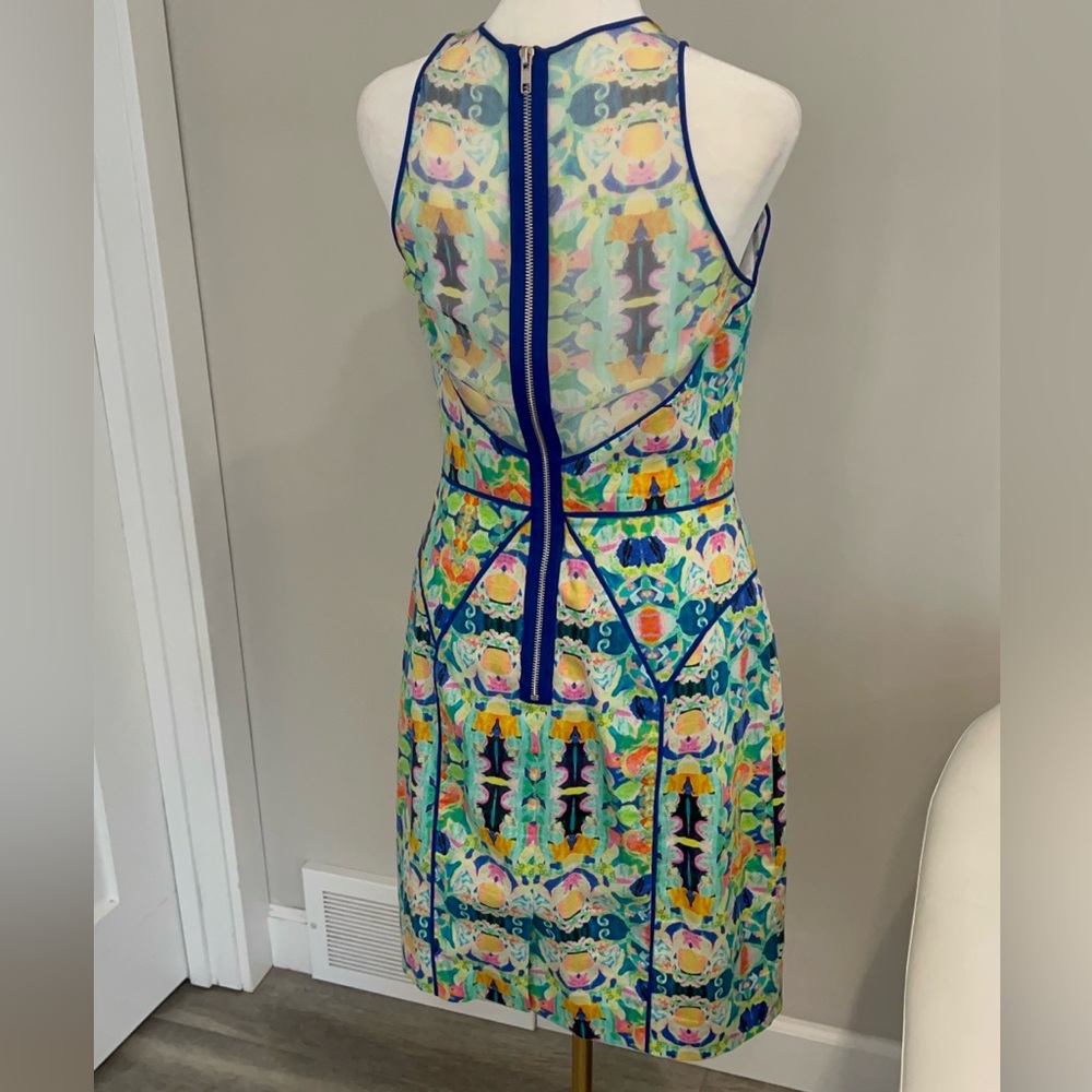 Milly Multi-Color Sheer Mesh Racer Back Dress. - Picture 4 of 16